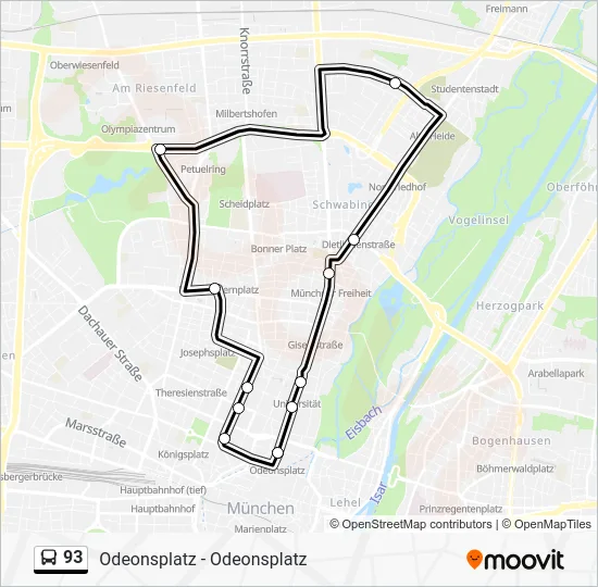 Автобус 93: карта маршрута