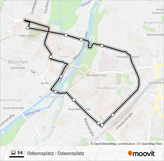 Автобус 94: карта маршрута