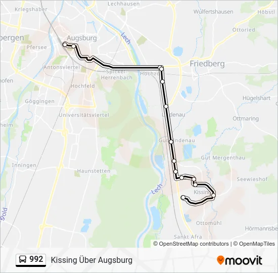 Автобус 992: карта маршрута