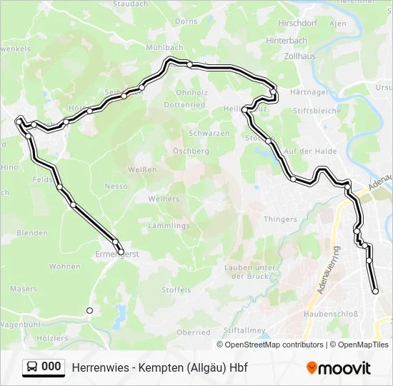 Автобус 000: карта маршрута