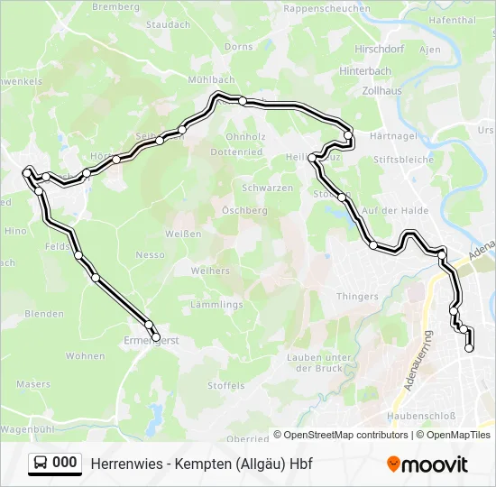 Автобус 000: карта маршрута