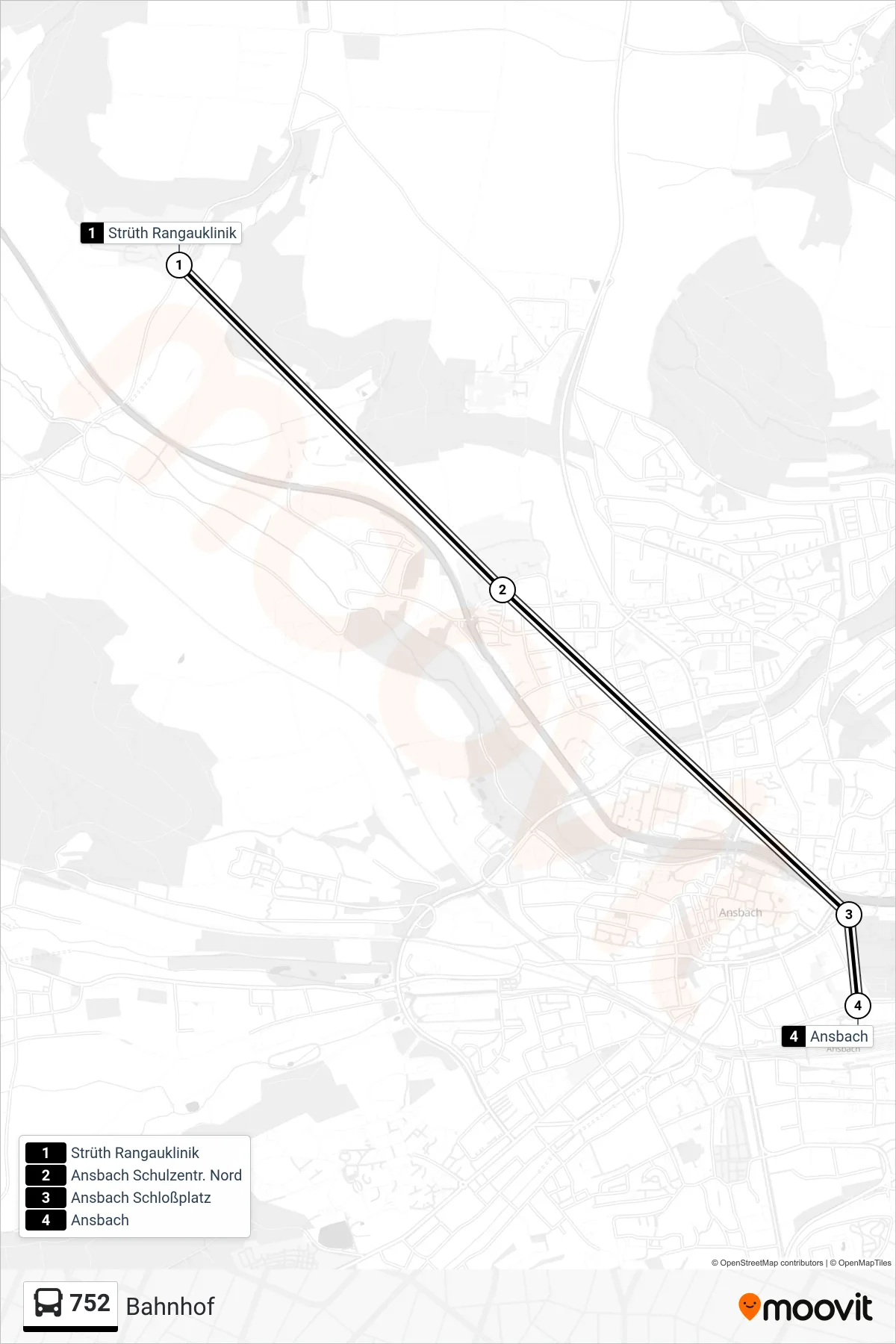 752 bus Line (Bahnhof) route and stops on a map