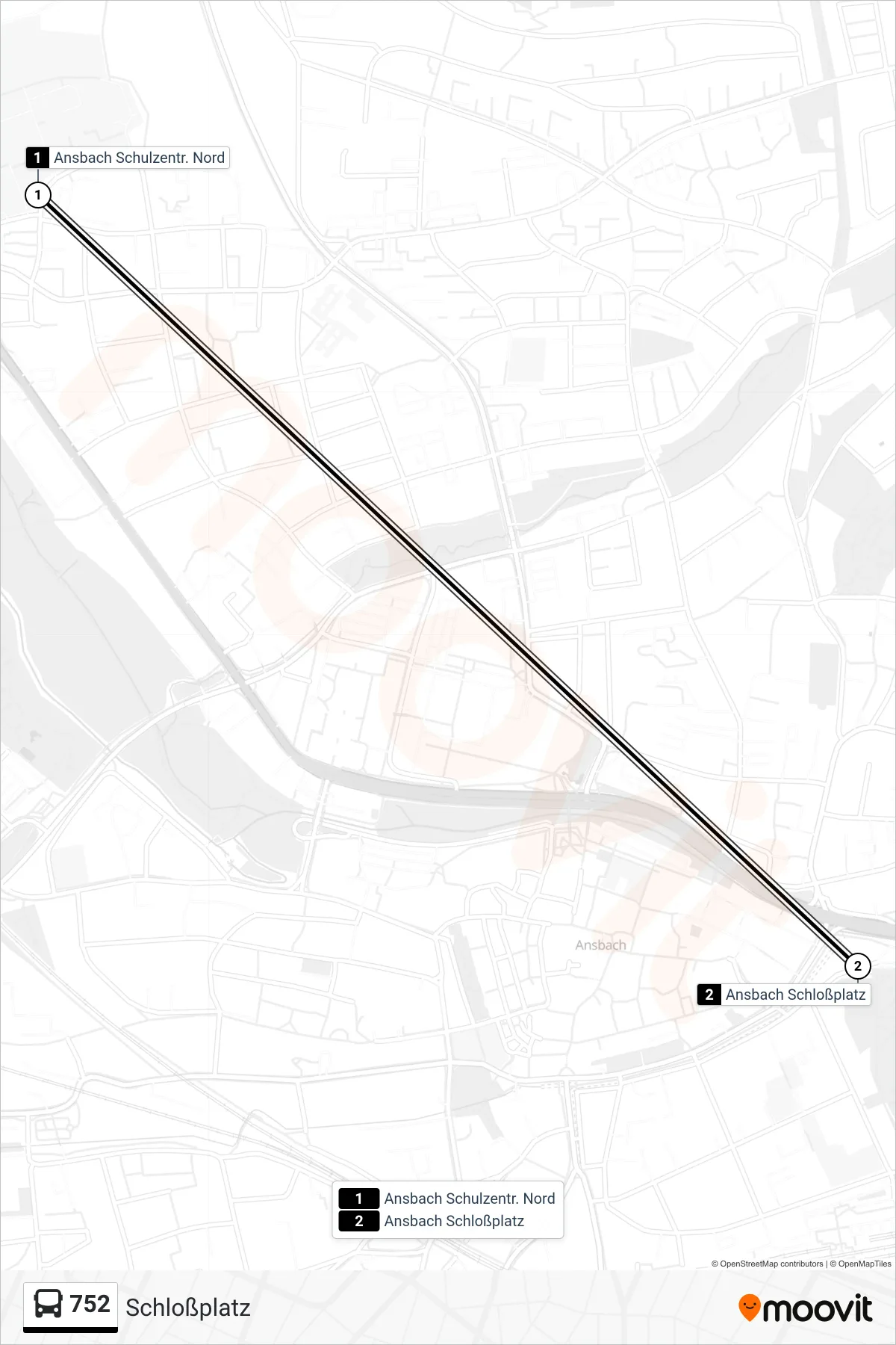 Linie 752 (Bus) Richtung Schloßplatz: Route und Haltestellen auf der Karte