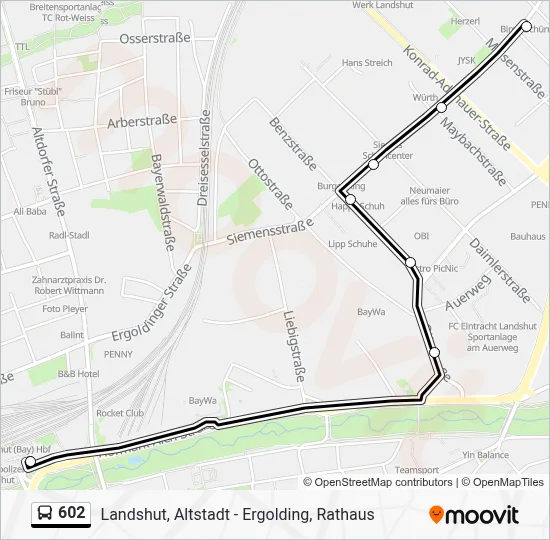 602 Route - Landshut, Altstadt - Ergolding, Rathaus: Fahrpläne ...