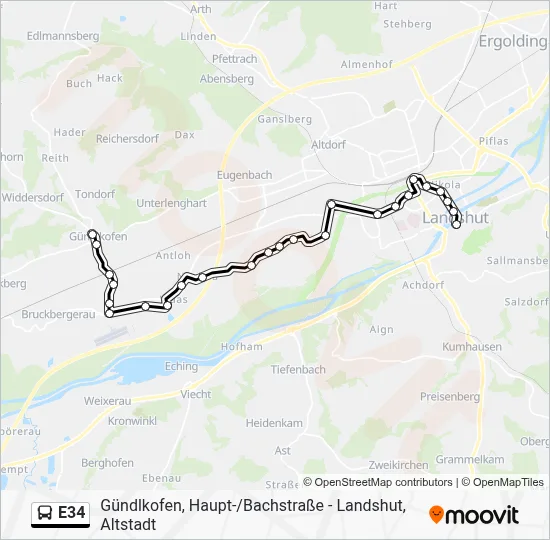 E34 Bus Line Map