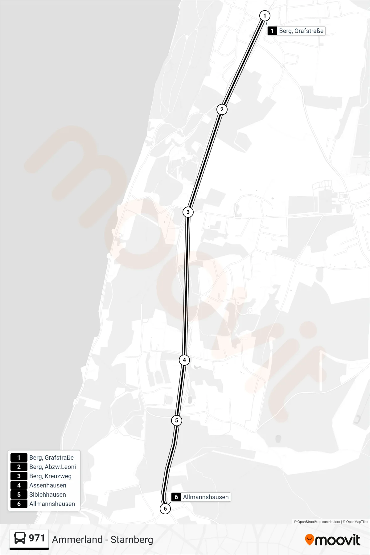 971 bus Line (Allmannshausen) route and stops on a map