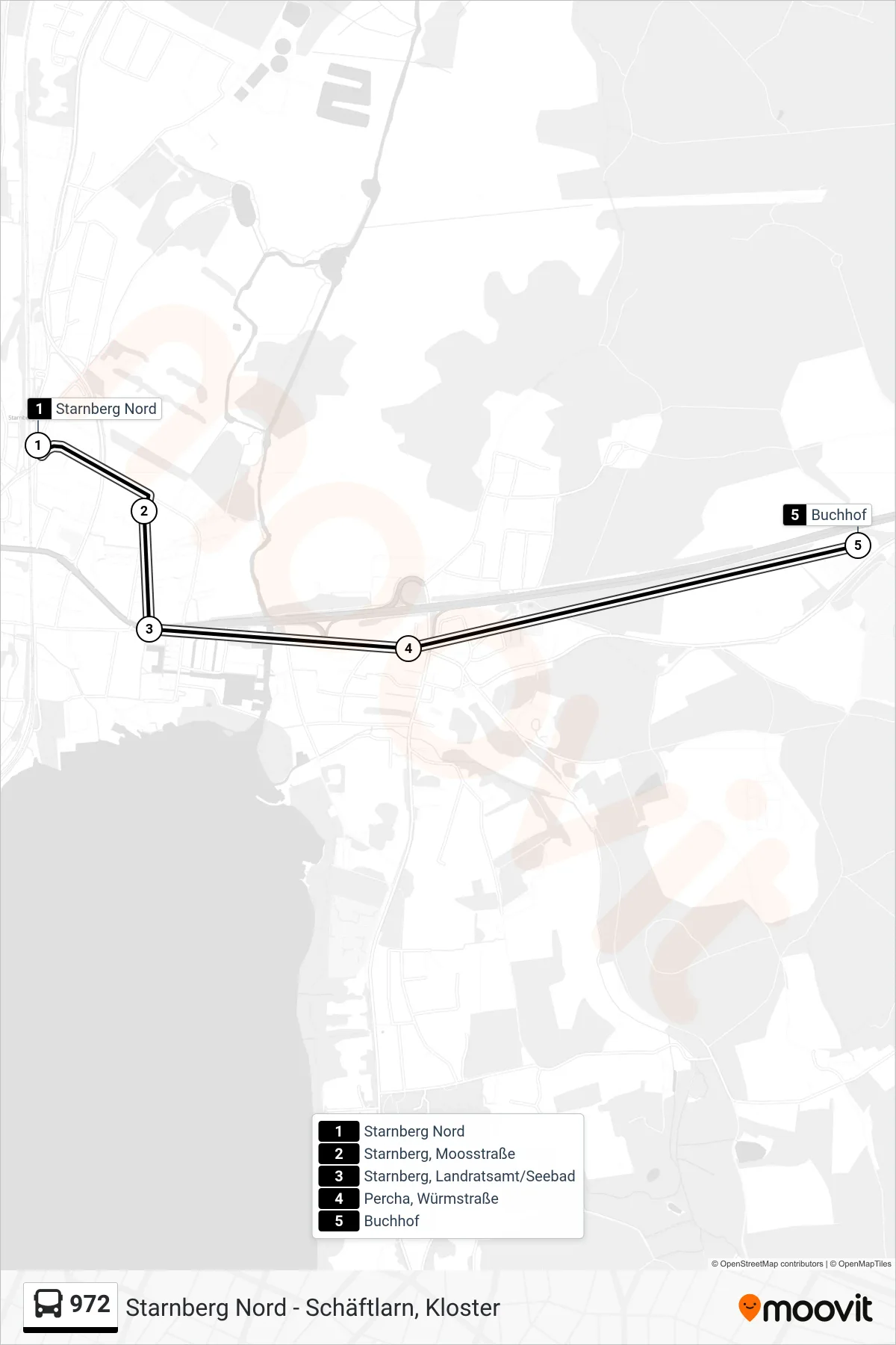 972 bus Line (Buchhof) route and stops on a map