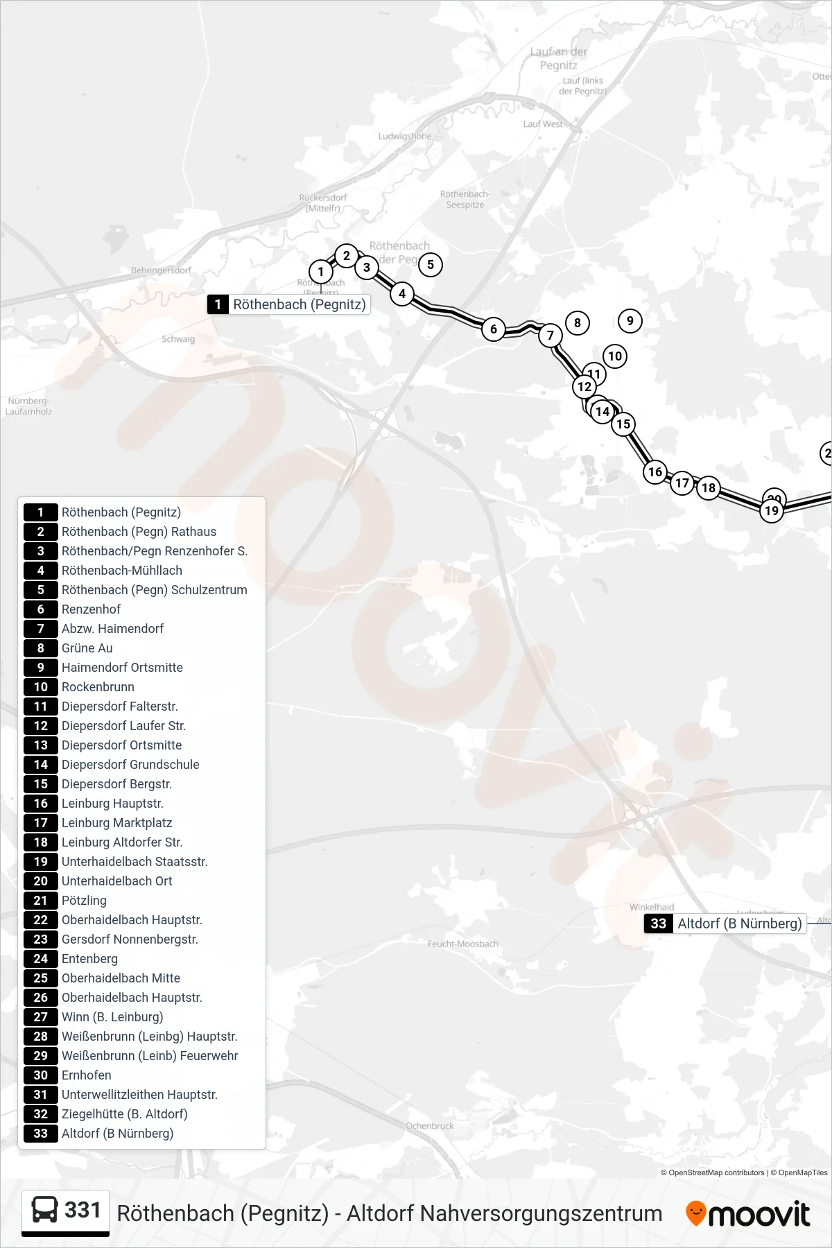 Linie 331 (Bus) Richtung Altdorf Bahnhof 331: Route und Haltestellen auf der Karte