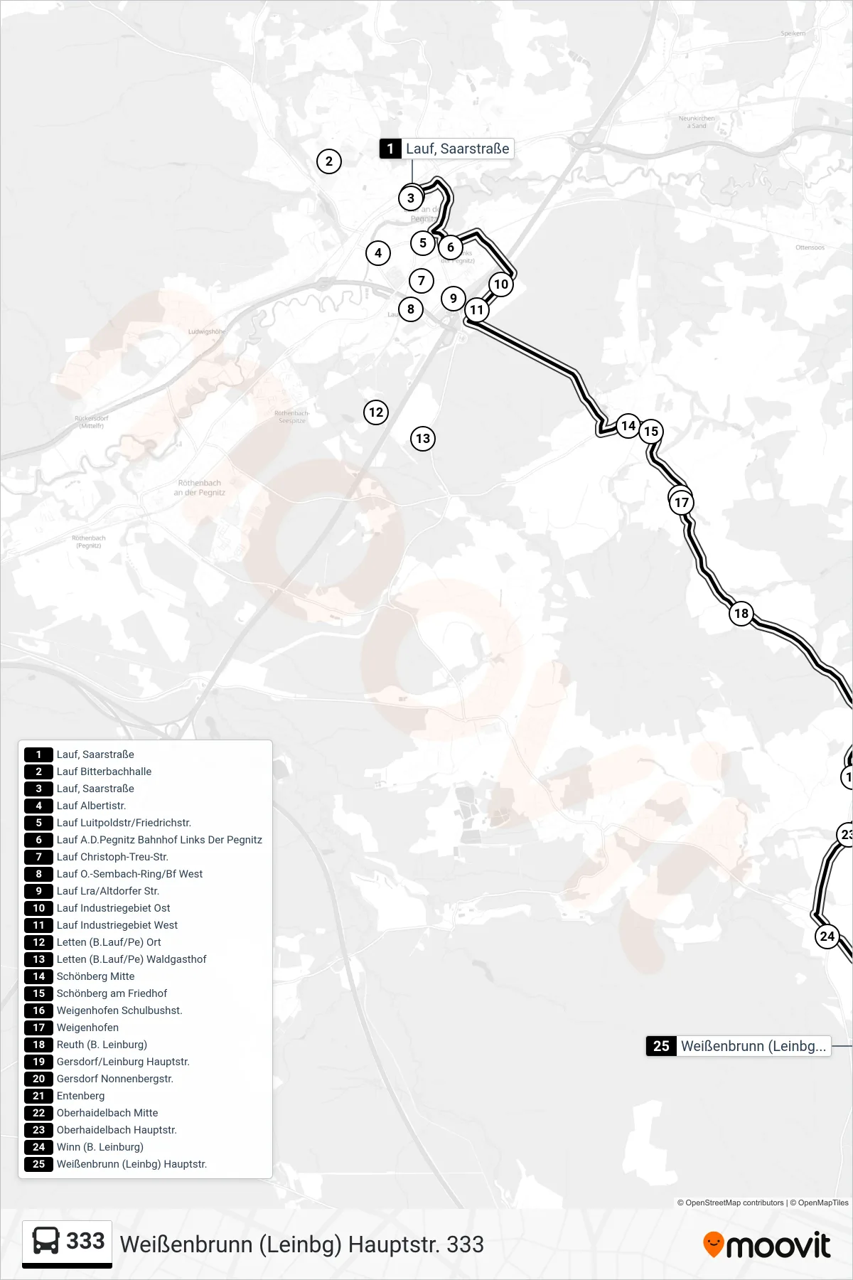 Linie 333 (Bus) Richtung Weißenbrunn (Leinbg) Hauptstr. 333: Route und Haltestellen auf der Karte