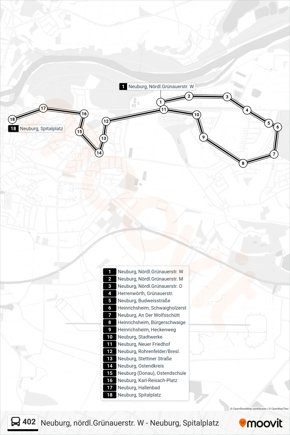 Linie 402 (Bus) Richtung Spitalplatz: Route und Haltestellen auf der Karte