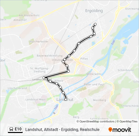 E10 Bus Line Map