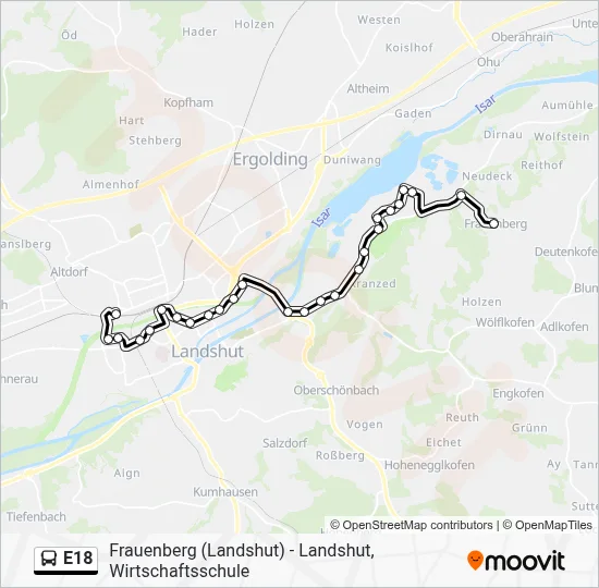 E18 Bus Line Map