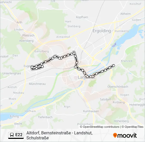 E22 Bus Line Map
