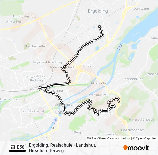 E58 Bus Line Map