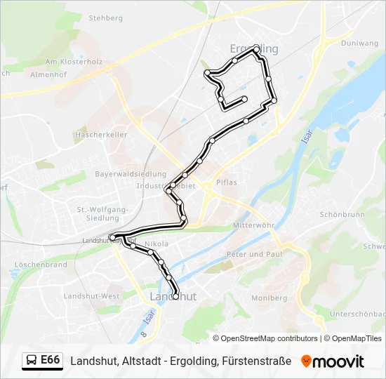 E66 Bus Line Map