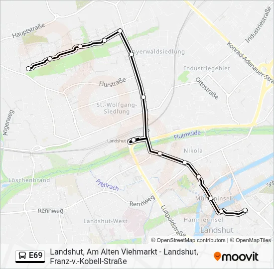 E69 Bus Line Map
