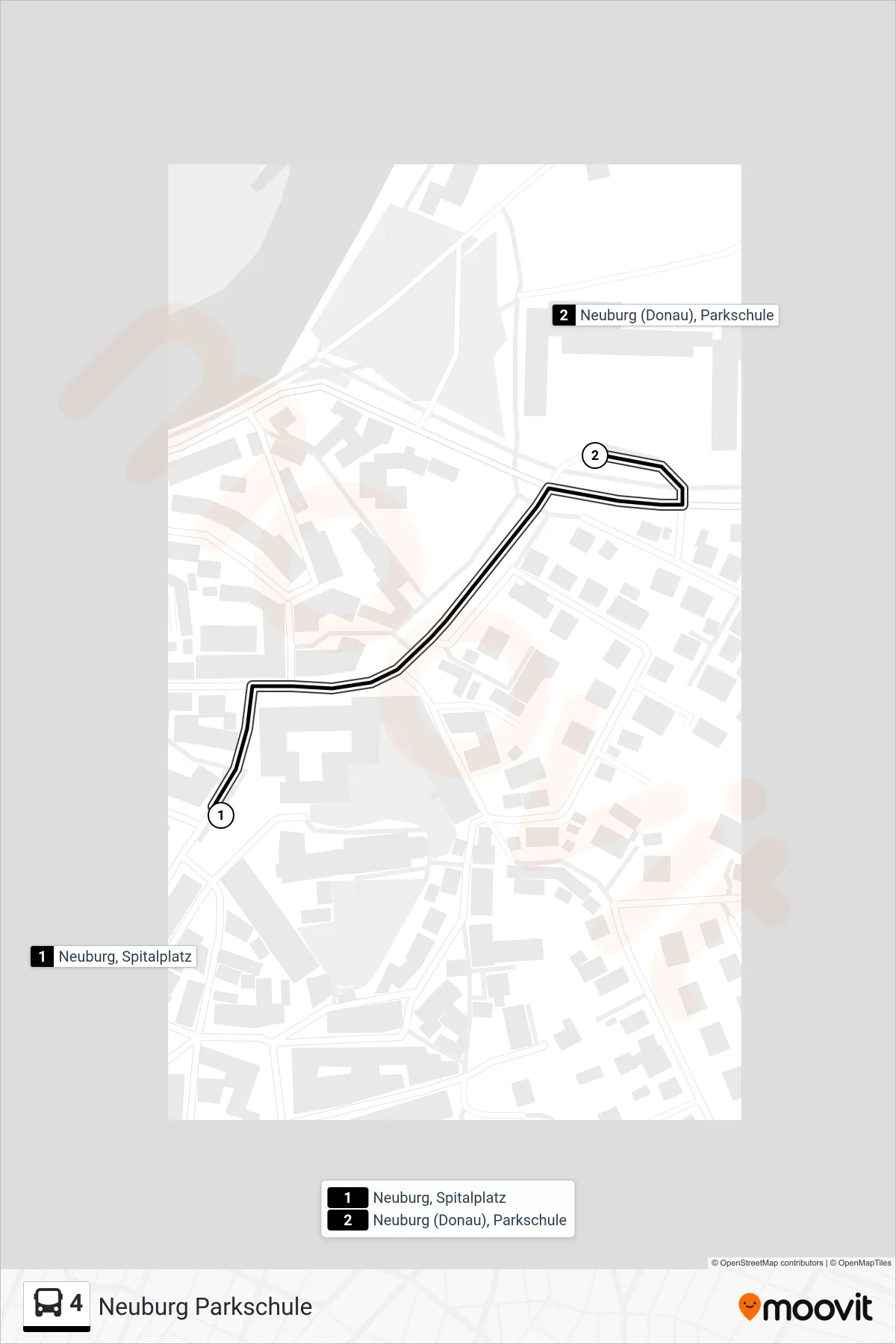 Linie 4 (Bus) Richtung Neuburg Parkschule: Route und Haltestellen auf der Karte