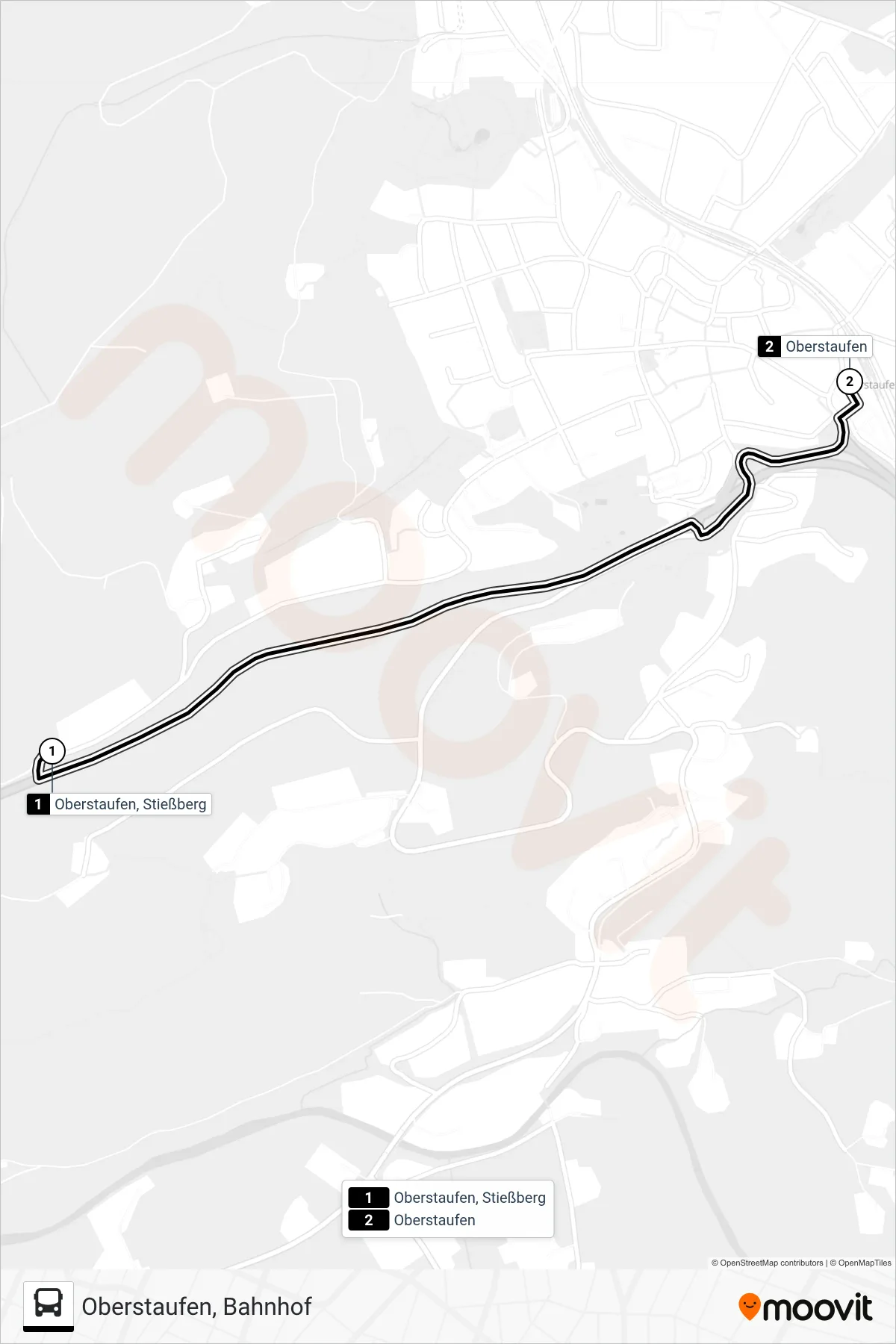 85709829 bus Line (Oberstaufen, Bahnhof) route and stops on a map