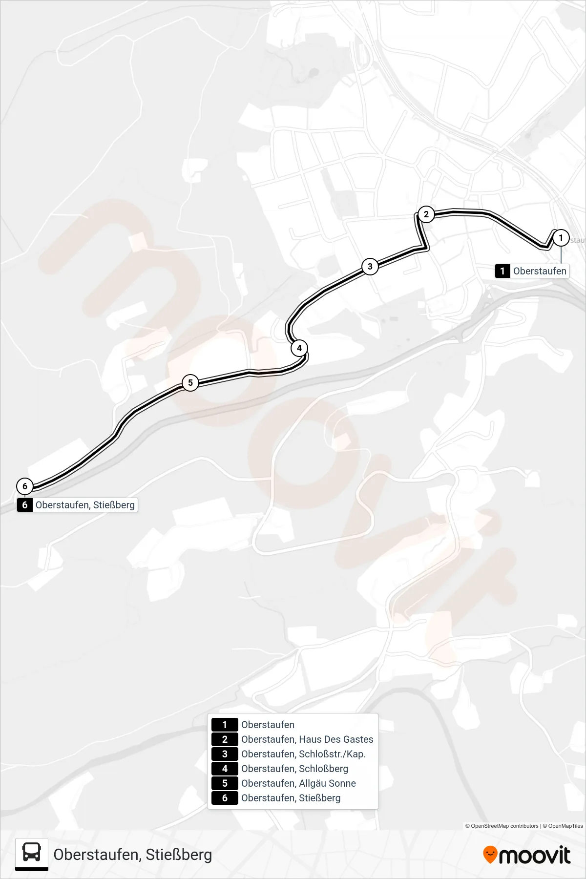 85709829 bus Line (Oberstaufen, Stießberg) route and stops on a map