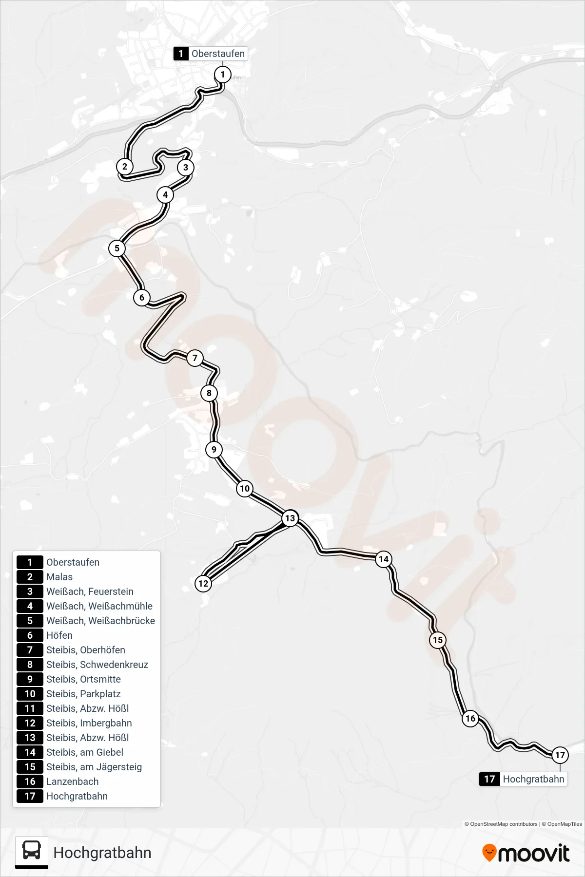 85709830 bus Line (Hochgratbahn) route and stops on a map