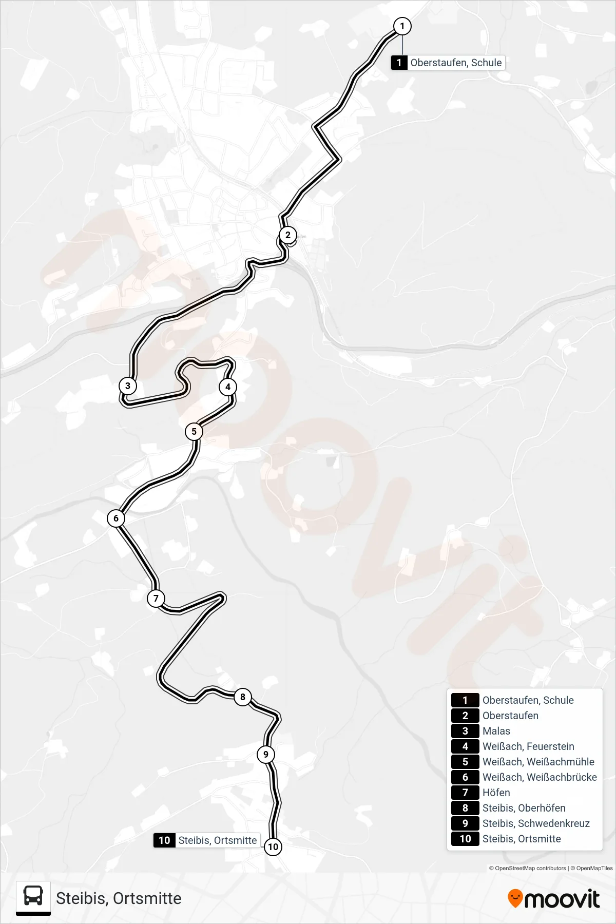85709830 bus Line (Steibis, Ortsmitte) route and stops on a map