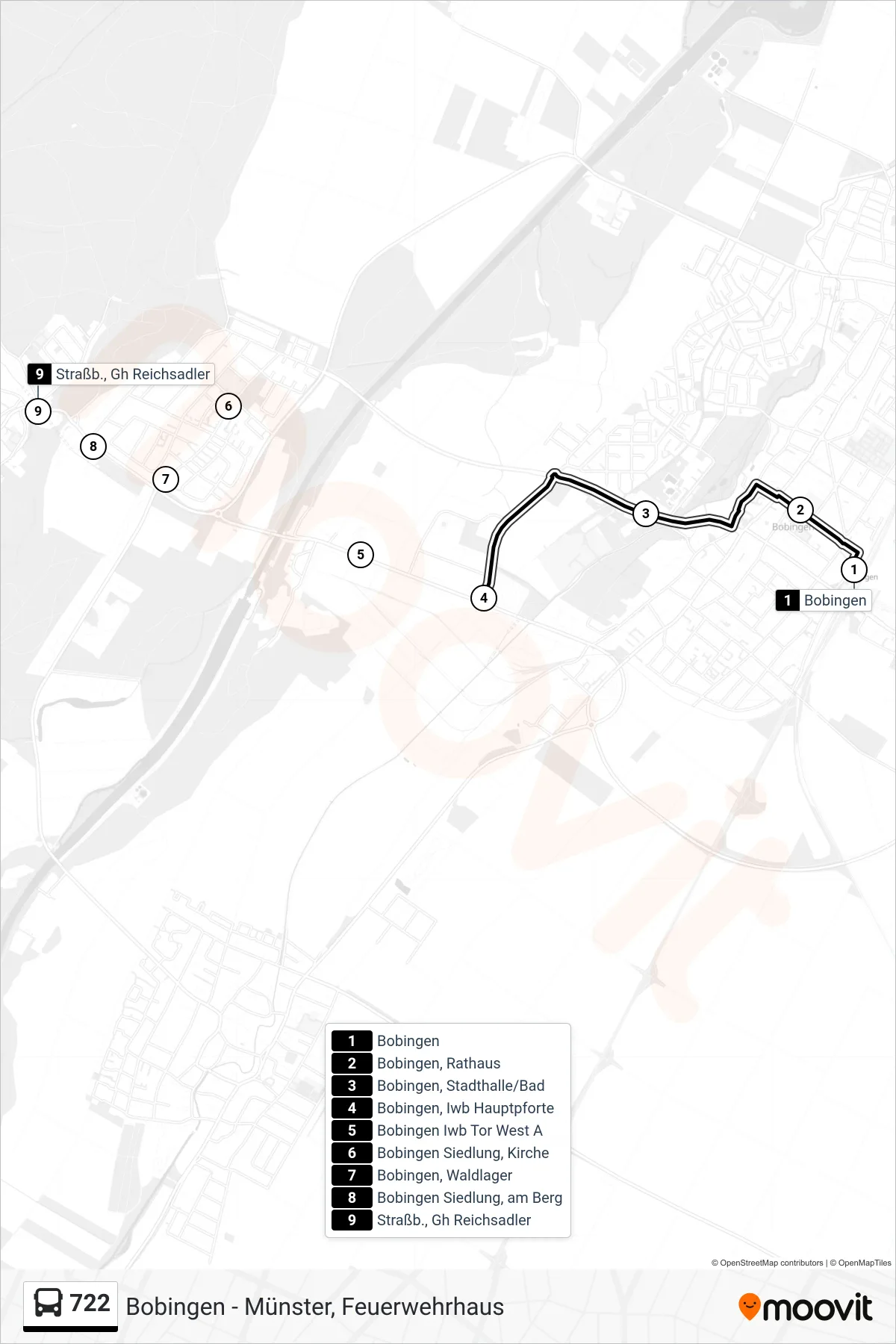 Linie 722 (Bus) Richtung Straßberg Gh. Reichsadler: Route und Haltestellen auf der Karte