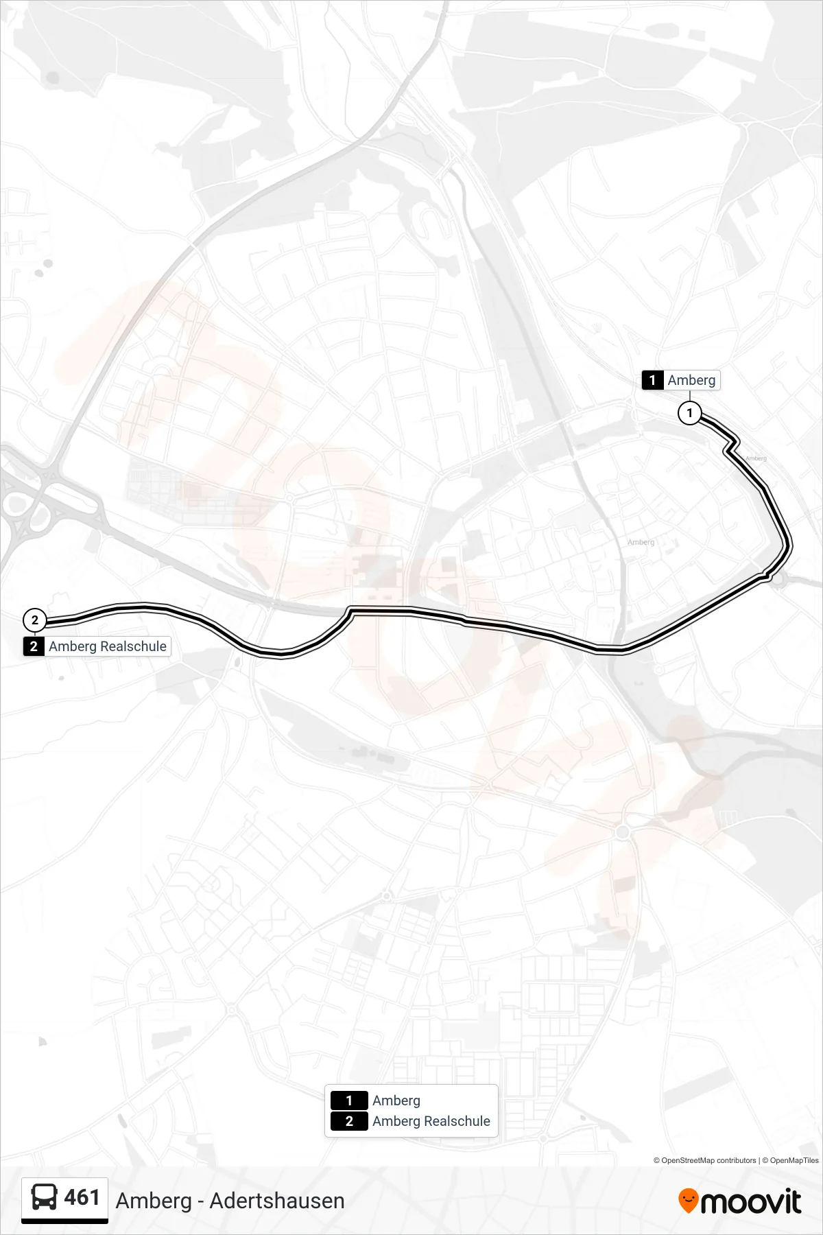 461 bus Line (Amberg Realschule) route and stops on a map