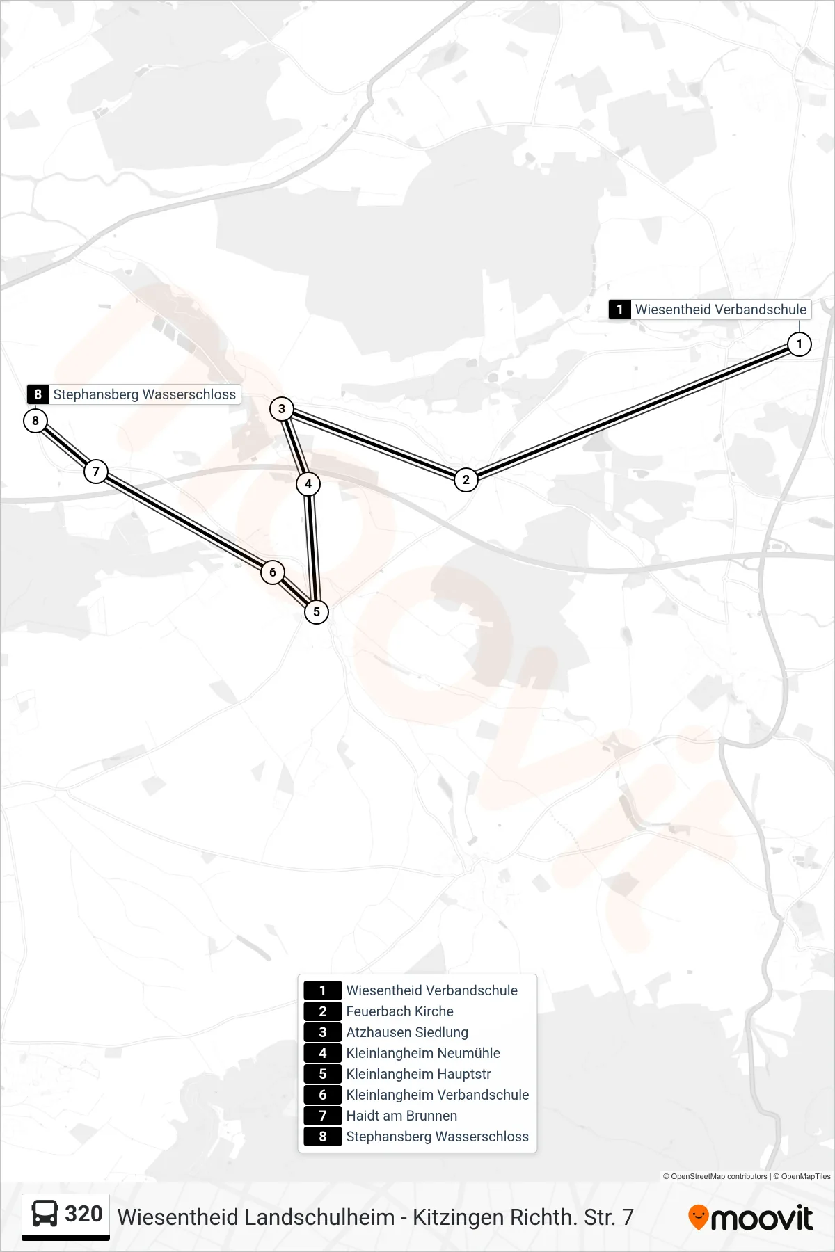 Linie 320 (Bus) Richtung Stephansberg: Route und Haltestellen auf der Karte