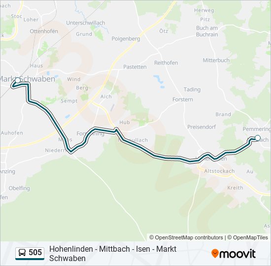 505 bus Line Map