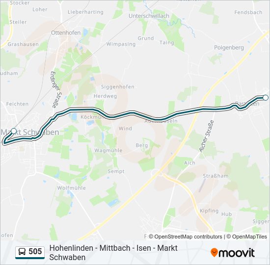 505 bus Line Map