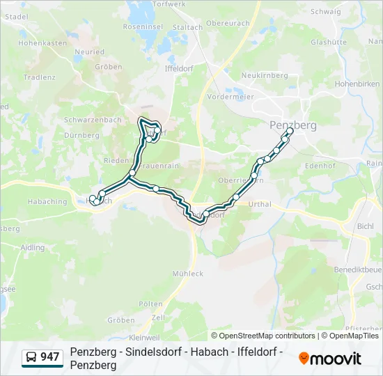 947 Bus Line Map