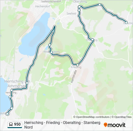 Автобус 950: карта маршрута