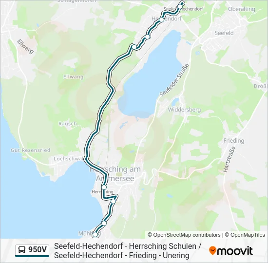Автобус 950V: карта маршрута