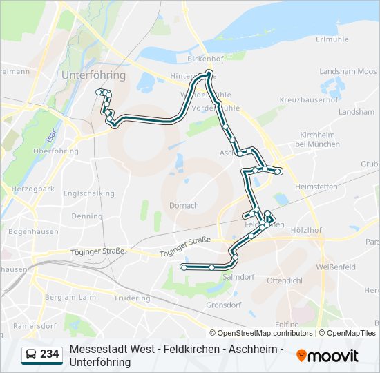 234 bus Line Map