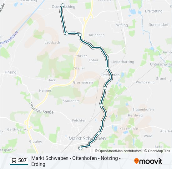 507 bus Line Map