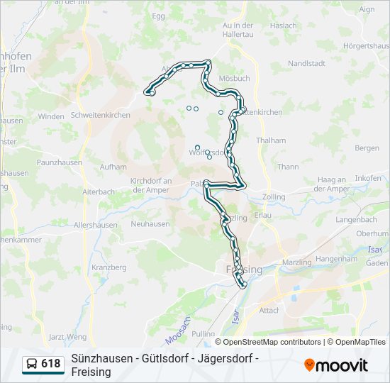 618 bus Line Map