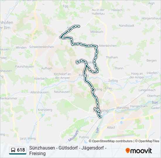 618 bus Line Map