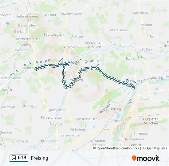 619 Bus Line Map