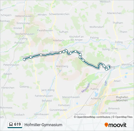619 Bus Line Map