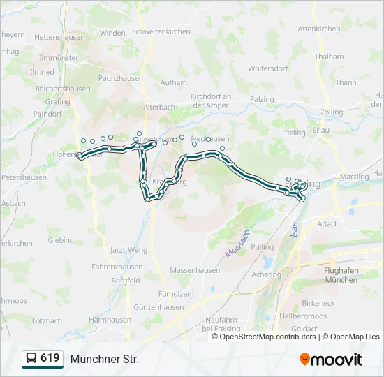 619 Bus Line Map