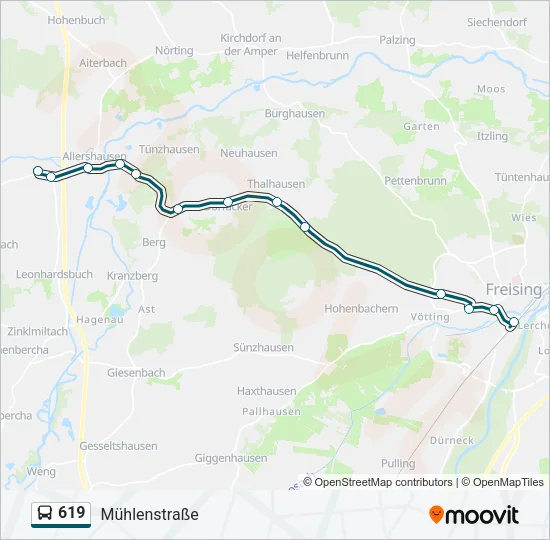 619 Bus Line Map