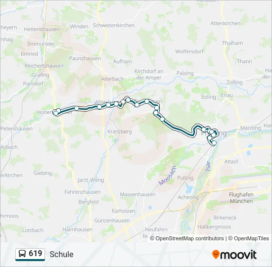 619 Bus Line Map