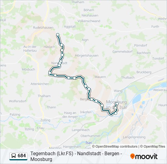 684 bus Line Map