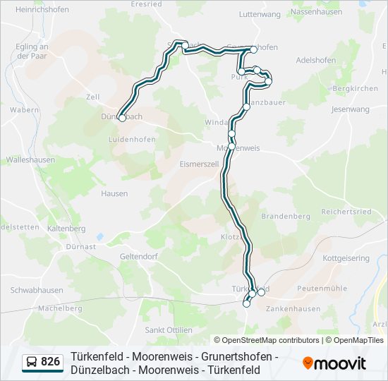 826 bus Line Map