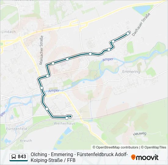 Автобус 843: карта маршрута