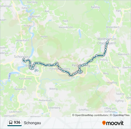 Автобус 936: карта маршрута