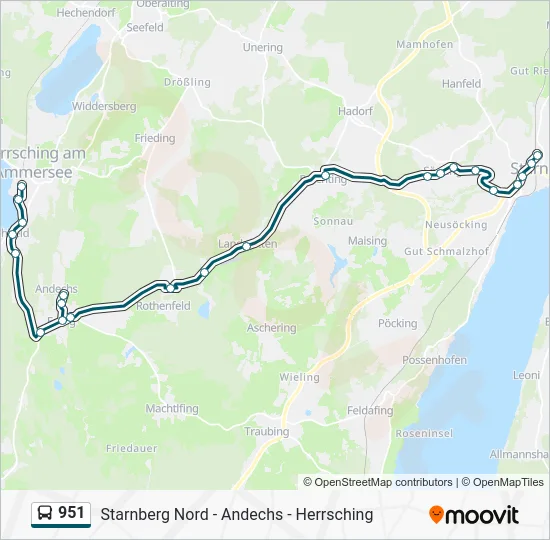 Автобус 951: карта маршрута