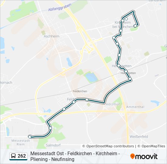 Bus 262 Route Map 262 Route: Schedules, Stops & Maps - Kirchheim, Dieselstraße (Updated)