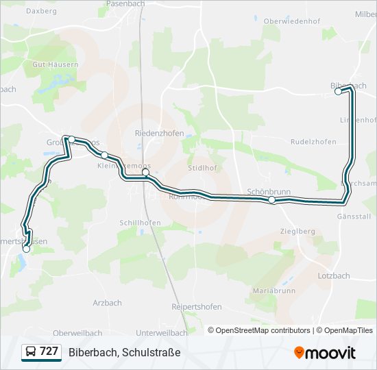 Автобус 727: карта маршрута