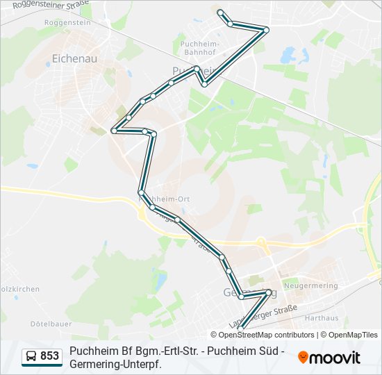 853 bus Line Map